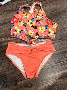 Kids Coral Floral Two-Piece Swim Set